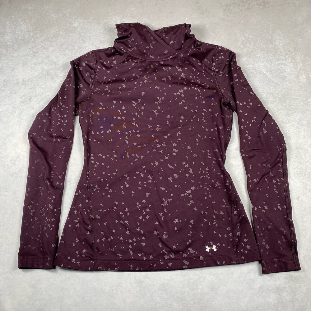 UNDER ARMOUR Womens Medium Purple Hooded Athletic Cold Gear Baselayer Shirt